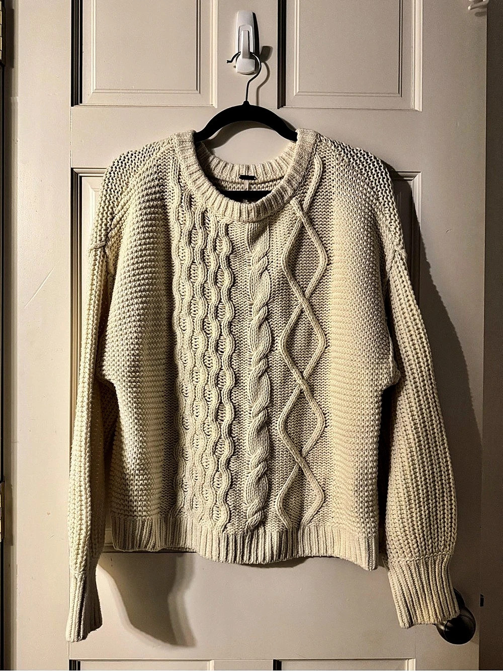 Free People Frankie Cable Knit Cotton Sweater Ivory Size XS Like New